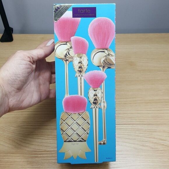 TARTE Let's Flamingle 5 Piece Makeup Brush Set Inspired by Flamingos & Pineapple - Picture 1 of 7